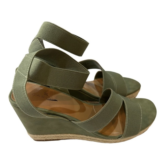 CASLON Green Suede Espadrilles Wedge Sandals Size 8 - Picture 3 of 6